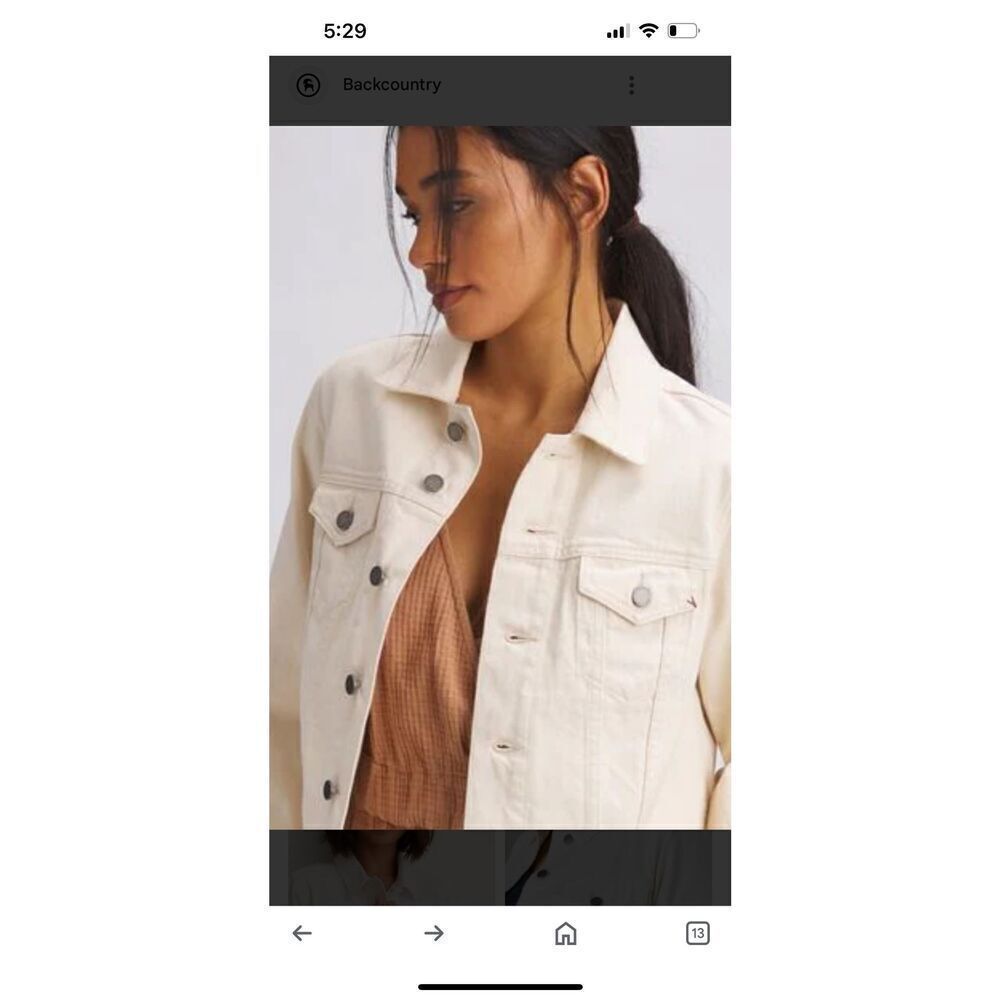 Basin And Range Denim Jacket Woman’s Large Off White Cream Jean Jacket